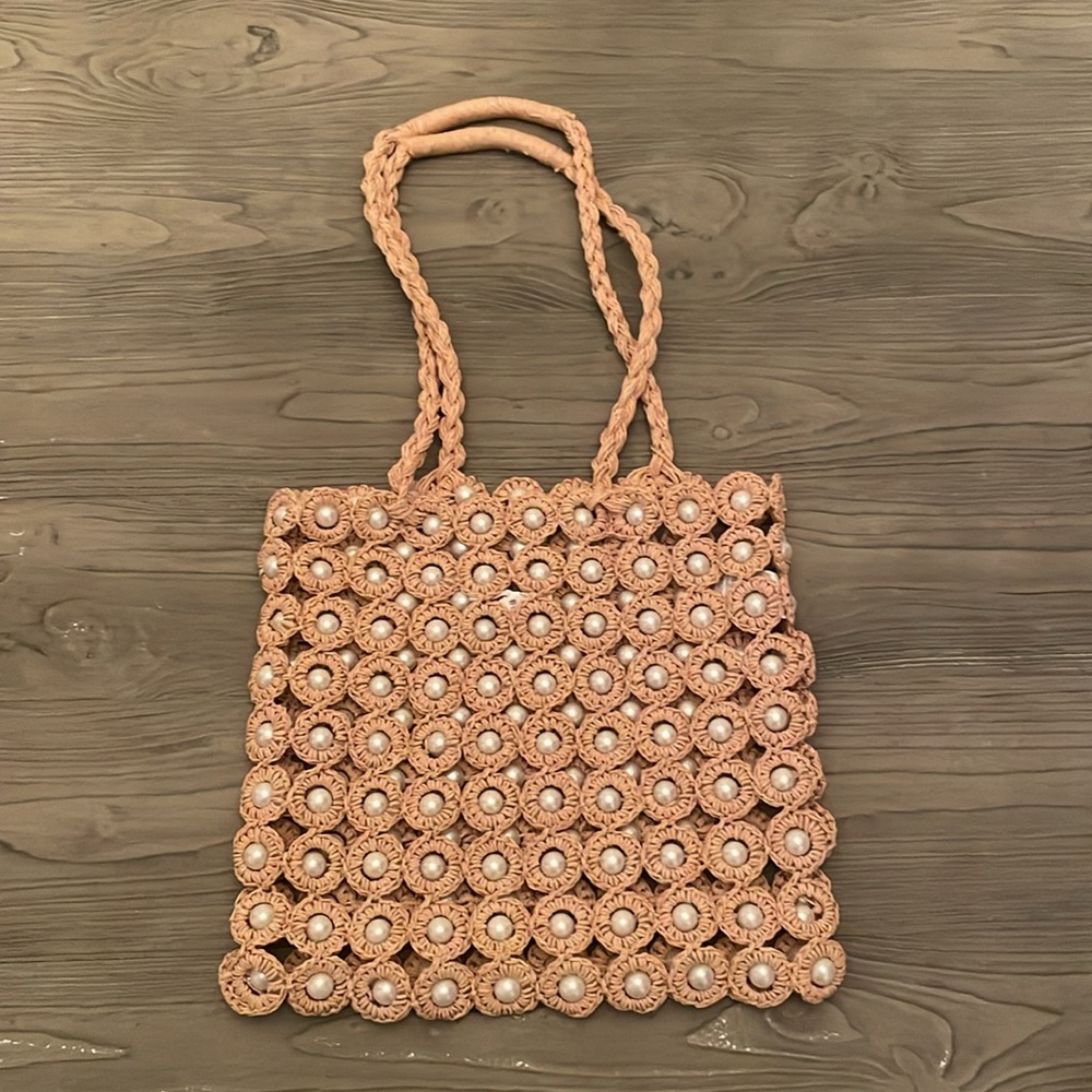 Anthropologie Pearl Raffia Tote - Picture 6 of 8